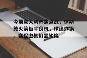 开云-包含今晨意大利杯焦点战，休斯敦火箭扳平良机，球迷炸锅，赛程密集仍需轮换的词条